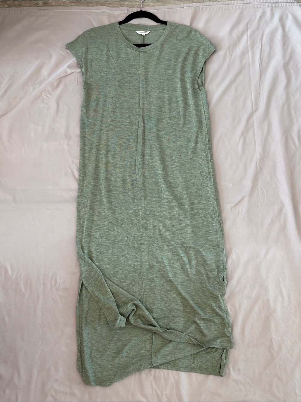 Madewell Olive Green Cap Sleeve Asymmetrical Hem Shift Dress Medium - Picture 5 of 6